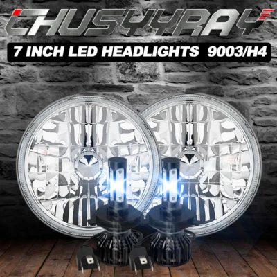 2x Fit Dodge Ram carregador Dart 64-76 D100 D200 7" faróis de LED redondos feixe Hi/Lo - Imagem 1 de 4