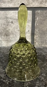 Vintage Marked Hobnail Avocado Colonial Green Glass Bell w/o Clapper - Picture 1 of 3
