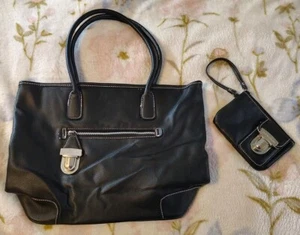 Vintage Victoria's Secret Leather Purse Tote & Wristlet 16" Pink Lined Large - Picture 1 of 24