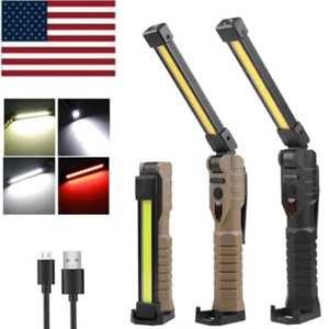  Rechargeable LED COB Work Light Mechanic Flashlight Lamp Magnetic Base Bright - Picture 1 of 14