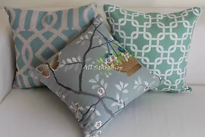 Art Vintage Aqua Teal Set Home Decor Cotton CUSHION COVER PILLOW CASE 18" - Foto 1 di 9