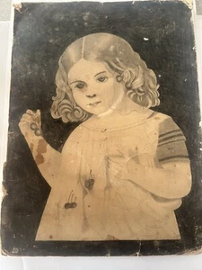 OOAK Early-Mid 19th Century Folk Art Sketch On Board Portrait - Picture 1 of 7
