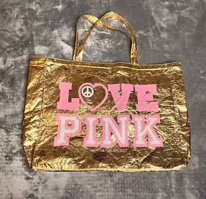 Bolso de Mano Victoria Secret Grande Lámina Dorada y Rosa - Imagen 1 de 10