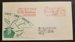 1944 WWII Patriotic Cachet Metered Postage Washington DC to Cape Elizabeth ME - Picture 1 of 2