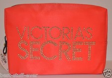 Victoria's Secret Rot Nieten Groß Make-Up Kosmetik Tasche Reise Glitzer
