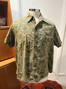 Vintage Camouflage Short Sleeve Shooting Shirt Extra Large XL 1960s Hunting 60s - Picture 1 of 6
