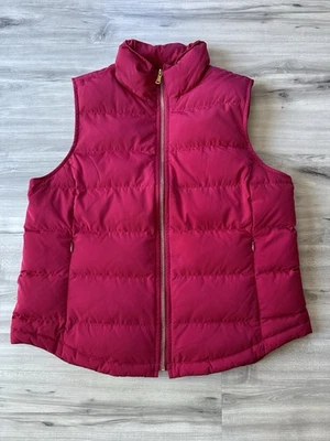 Talbots Petites Women’s Size MP Medium Puffer Vest Magenta Pink Gold Zipper - Image 1 of 4