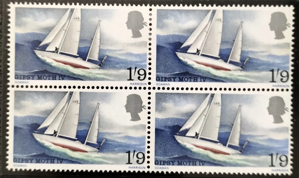 GB QE11 1967 SIR FRANCIS CHICHESTER WORLD VOYAGE MNH SG740 BLOCK OF FOUR $6.50. - image 1 of 1