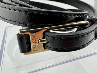 Vintage Escada 51225-9900 Womens Leather Dress Belt Black Gold Tone Buckle Small - Image 1 of 4