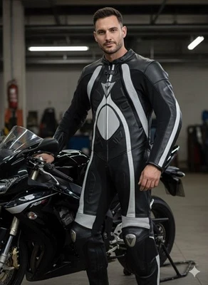 NEW GAY BLUF EIGHT PACK PADDED 1 PIECE MOTORBIKE MOTORCYCLE RACING LEATHER SUITS - Image 1 of 4