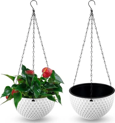 WZYTEU 2 Stück Blumenampel Draußen, Hängeampel mit Ablaufloch, für Pflanzen - Bild 1 von 4