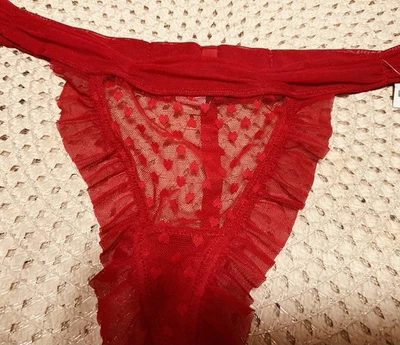 Frederick's of Hollywood Vintage 90's Sexy! red lace thong medium NOS - Image 1 of 2