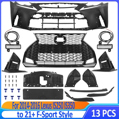 适用于 2014 - 2016 雷克萨斯 IS250 IS200t IS350 21 F-Sport 前保险杠带唇/灯 — 第 1/4 张图片