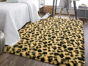 Premium Leopard Fluffy Rugs, Leopard Print Rug for Living Room Bedroom,Soft C... - Picture 1 of 8