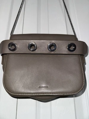 Bolso Bandolera All Saints Cadena Cuero Marrón Solapa Foto 1 de 4