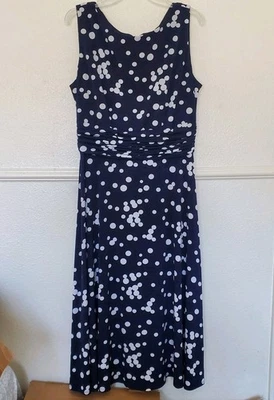 Jessica Howard Dress Polka Dot Womens Size 14W Derby Classic Navy Blue White - Image 1 of 4