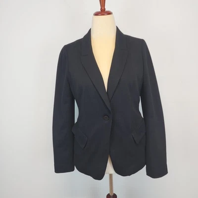 Halogen Single Button Blazer Size M Black Rayon Blend Chic Career Demure Siren - Image 1 of 4