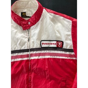 Vintage Firestone Racing Jacket Windbreaker Red White XL Swingster - Picture 1 of 7