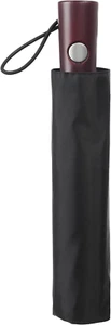 NWT TOTES AUTO OPEN WOOD GRAIN HANDLE BLACK UMBRELLAS FULL SIZE - Picture 1 of 3