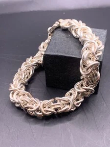 STERLING SILVER BYZANTINE CHAIN BRACELET - BRACELET IN BYZANTINE STYLE INTERL... - Picture 1 of 2