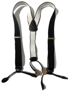 New DOLCE & GABBANA Mens Black Elastic & Leather Suspenders Braces Italy - Picture 1 of 7
