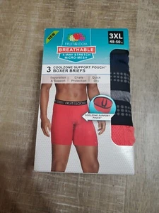NEW 3 pack Fruit of the Loom men’s 3XL boxer briefs breathable support pouch - Picture 1 of 3