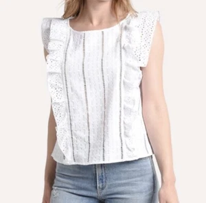 BB Dakota Ivory Lace Ruffle Sleeve Tank Top size M - Picture 1 of 8