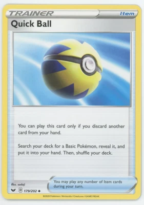 Quick Ball 179/202 Near Mint Uncommon Sword & Shield Pokemon Card TCG 2020 - Image 1 of 4