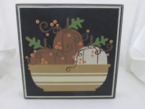 Cuadro temático Yellowware Bowl Pumpkin Harvest / letrero de caja de sombra NUEVO HW-4405 - Imagen 1 de 3