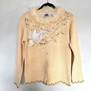 Storybook Knits Holiday Dove Cardigan Women's S Vtg Novelty Grandmacore Kidcore - Picture 1 of 11