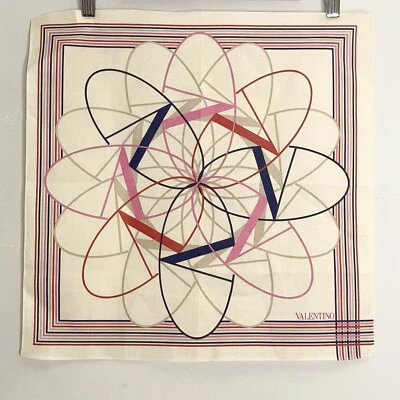 VALENTINO Bufanda Algodón Patrón Logo Geométrico 17" NUEVA Foto 1 de 4