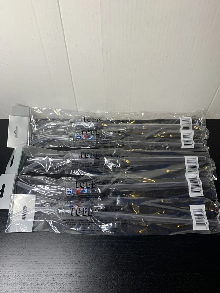 Лот из 5 совершенно новых запечатанных пластиковых соломинок для чашек ICEE 2002 ICEE Sip-N-See - Изображение 1 из 4