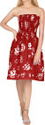 LA LEELA Soft  Printed Aloha Beach Women Top Floral  Red 815 One Size
