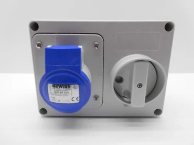 GEWISS GW66004 16 AMP 240 VOLT 3 PIN BLUE IP44 INTERLOCKED SWITCHED SOCKET  - Image 1 of 4