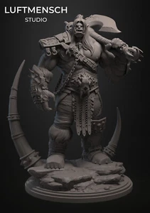 Grommash Hellscream 3D Printed Figure, WoW Collectible Statue, Unpainted - Picture 1 of 8