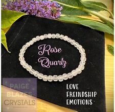 Crystal Healing Stones Rose Quartz 4mm Cube Bracelet Love Freindship Emotions