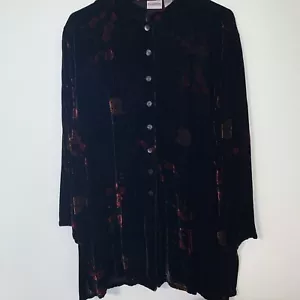 Giacca/Kimono Chico's Donna 3XL Nero/Muliti Colore Seta Floreale Velluto Asiatico - Foto 1 di 13