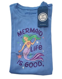 Life Is Good SS Shirt Crusher Tee MERMAID Ariel Ocean Starfish Chest35 Girls XL - Picture 1 of 6