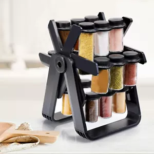 Carousel Rotating Spices Rack Herb Jar Revolving Rotating Glass 18 Bottles Stand - Picture 1 of 15