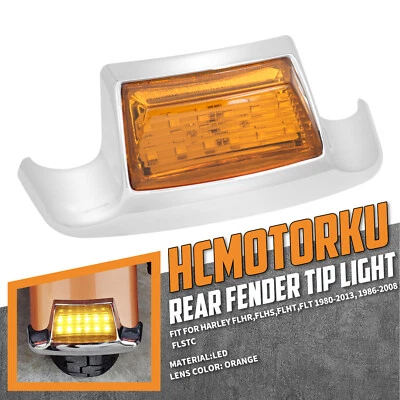 Rear Fender Tip LED Light w/ Amber Lens For Harley Electra Road Glide Softail - Imagem 1 de 4