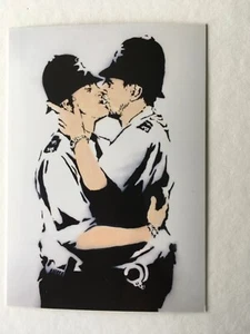 Banksy - Kissing Coopers Official Art Card Art of Banksy Exhibition London UK - Picture 1 of 4