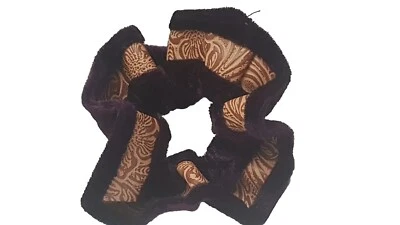PURPLE Velvet Embossed Leather Elastic Party Hair Band Ponytail Scrunchie Tie - Image 1 of 3