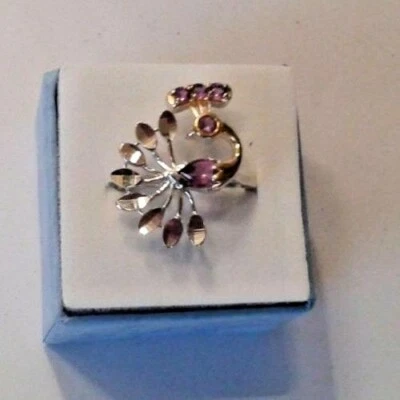 Anello Pavone Real Ametista Per Anniversario, Matrimonio, Fidanzamento, O Own - Immagine 1 di 4