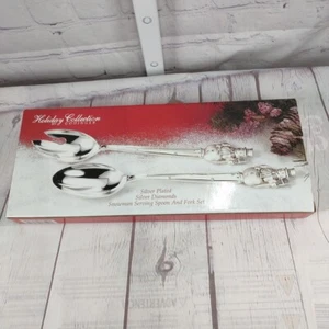 Holiday Collection By Godinger Snowman Serving Sppon and Fork Set Silver Plated - Bild 1 von 4