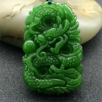 Halskette Jade Jaspis Drache Schmuck Anhänger Neu Grün Natur Amulett - Bild 1 von 2