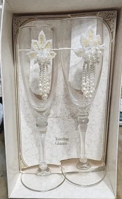 Vasos para tostar boda Lillian Rose (2) adornados 9" vintage Foto 1 de 4