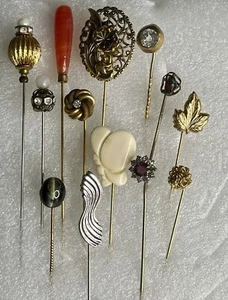 Lucky Lot 13 Vintage Assorted Stick/Hat Pins - Picture 1 of 15