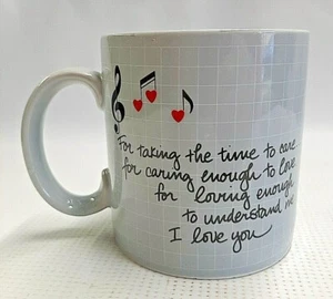 Heart Music Notes Coffee Cup Mug "For Taking The Time Too Care" by Russ Berrie - Picture 1 of 8
