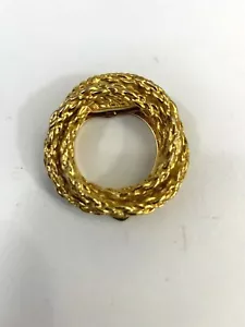 Gold Colored Fashion Jewelry Chain Wreath Clip On Brooch - Picture 1 of 5