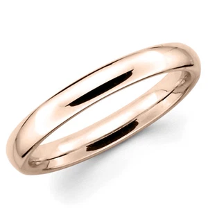 10K Solid Rose Pink Gold 3mm Plain Men's and Women's Wedding Band Ring - Picture 1 of 3